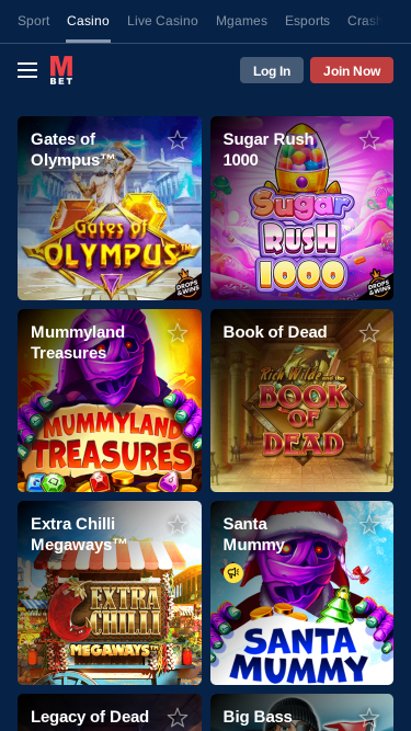 MarathonBet Casino Mobile Games
