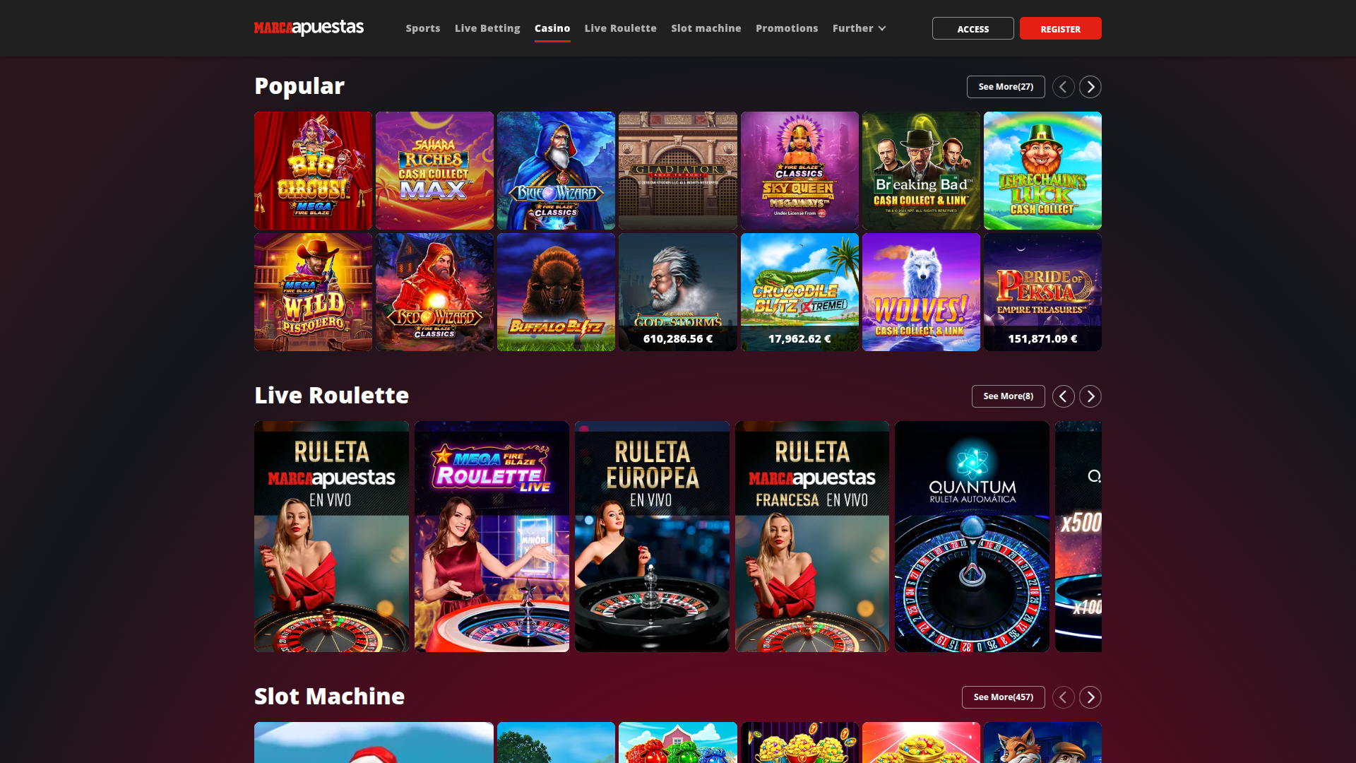 Giochi per desktop del casinò MarcaApuestas