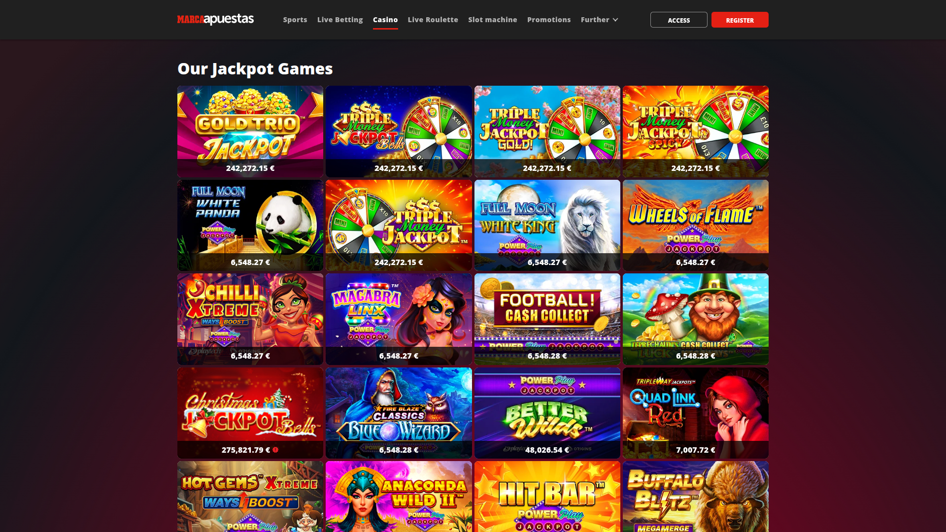 Jackpot desktop del casinò MarcaApuestas