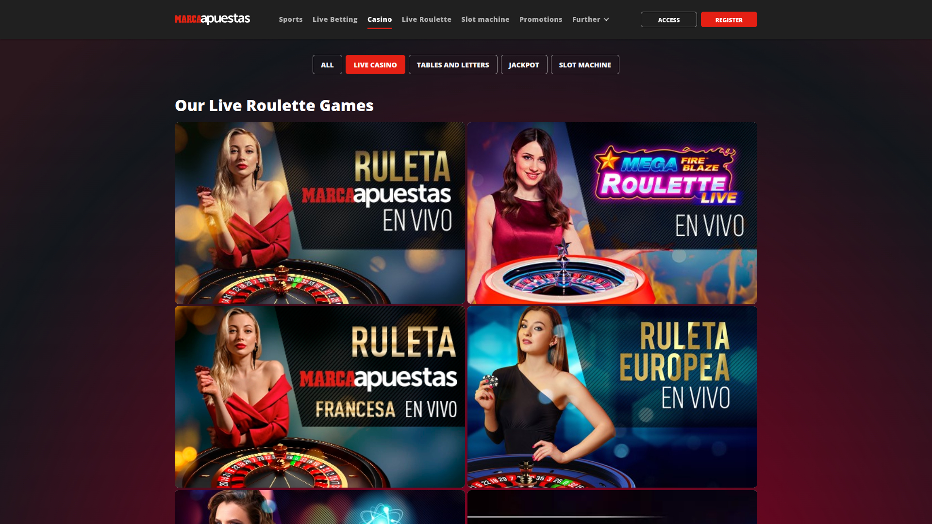MarcaApuestas Casino Desktop Rivenditore dal vivo