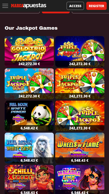 Jackpot mobile del casinò MarcaApuestas