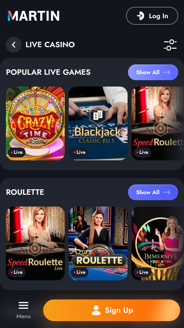 Martin Casino Live-Dealer Mobile