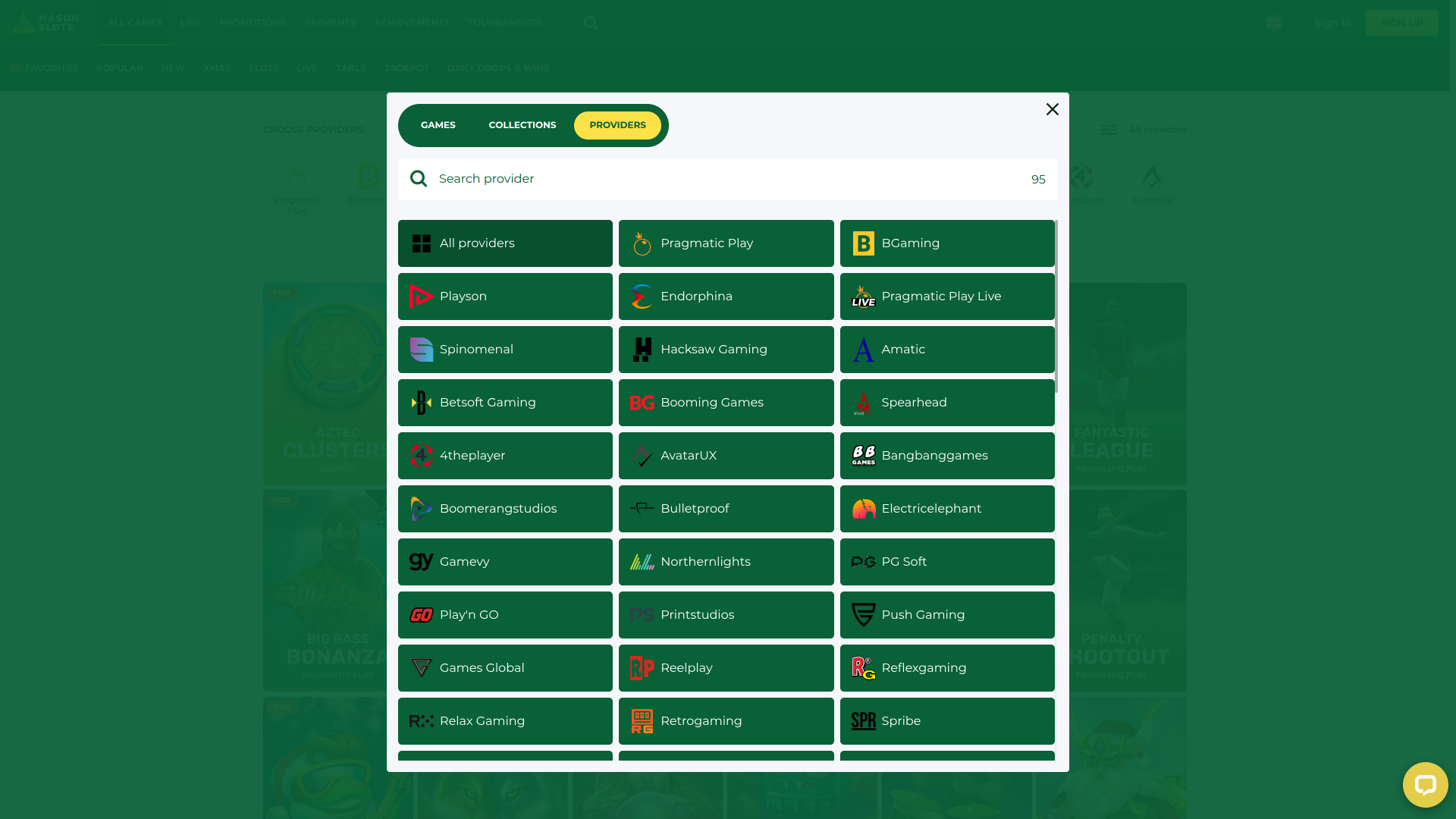 Mason Slots Casino Desktop-Spieleentwickler