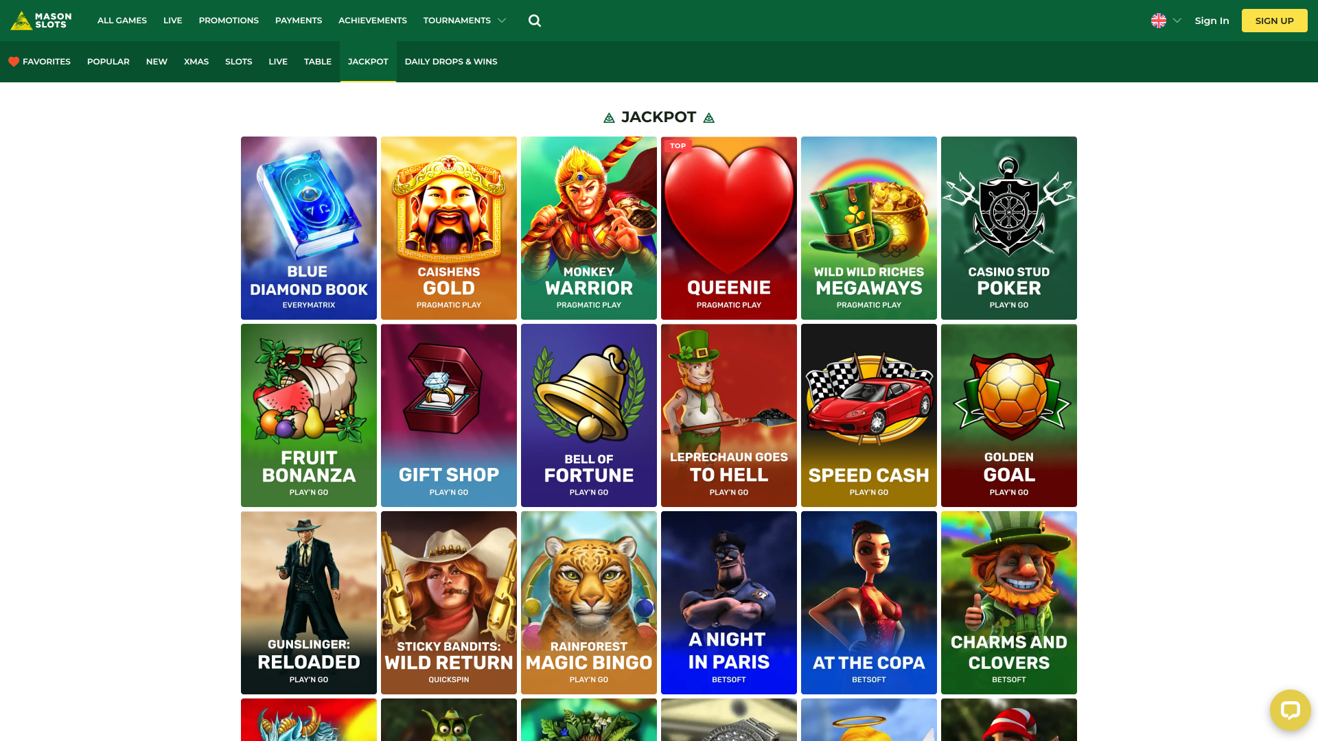 Mason Slots Casino Desktop-Jackpot