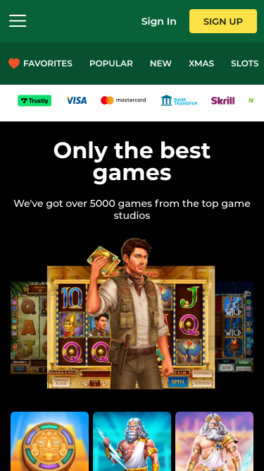 Mason Slots Casino Mobile Homepage