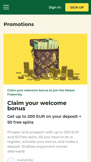 Mason Slots Casino Mobile-Aktionen