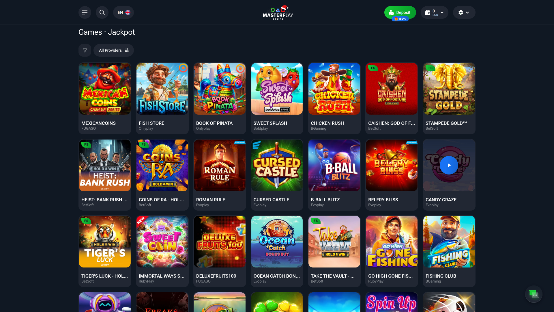 Jackpot du casino Masterplay sur ordinateur