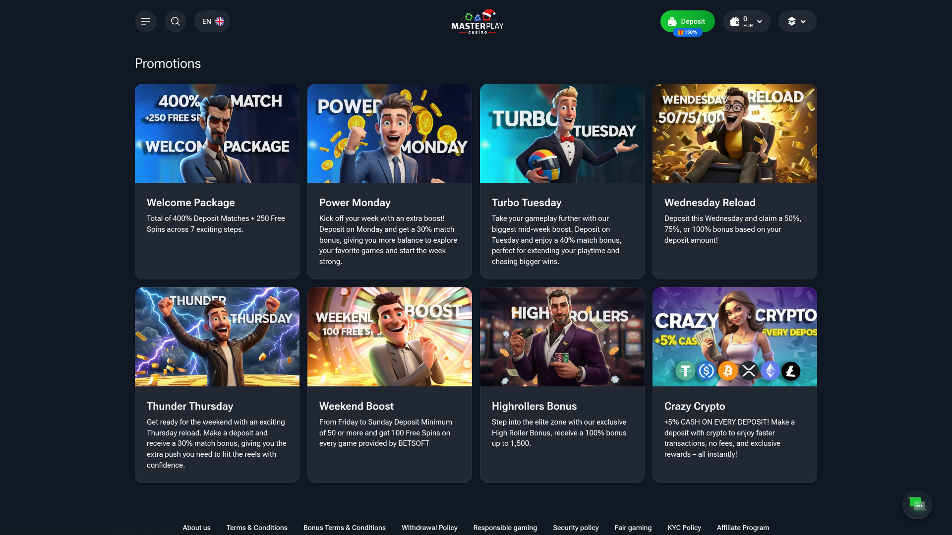 Promotions Masterplay Casino sur ordinateur