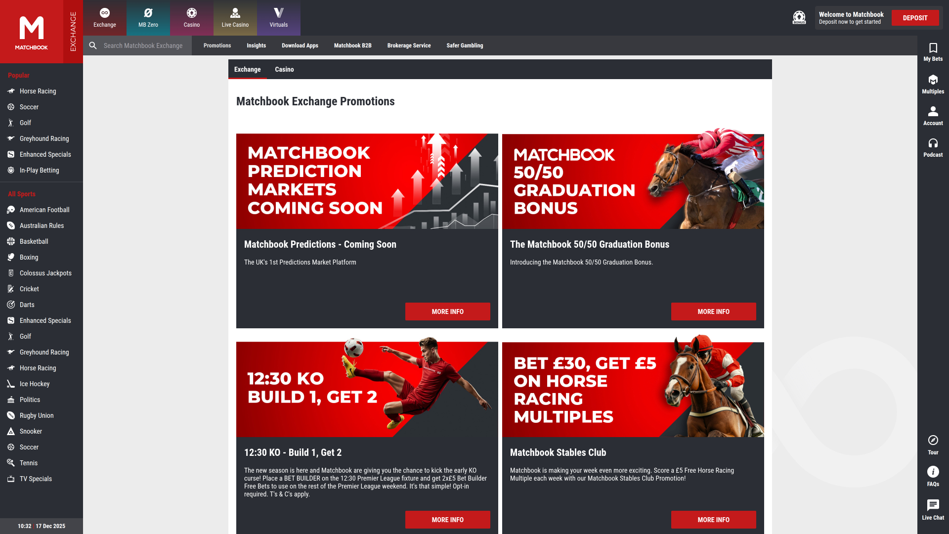 Promotions Matchbook Casino sur ordinateur