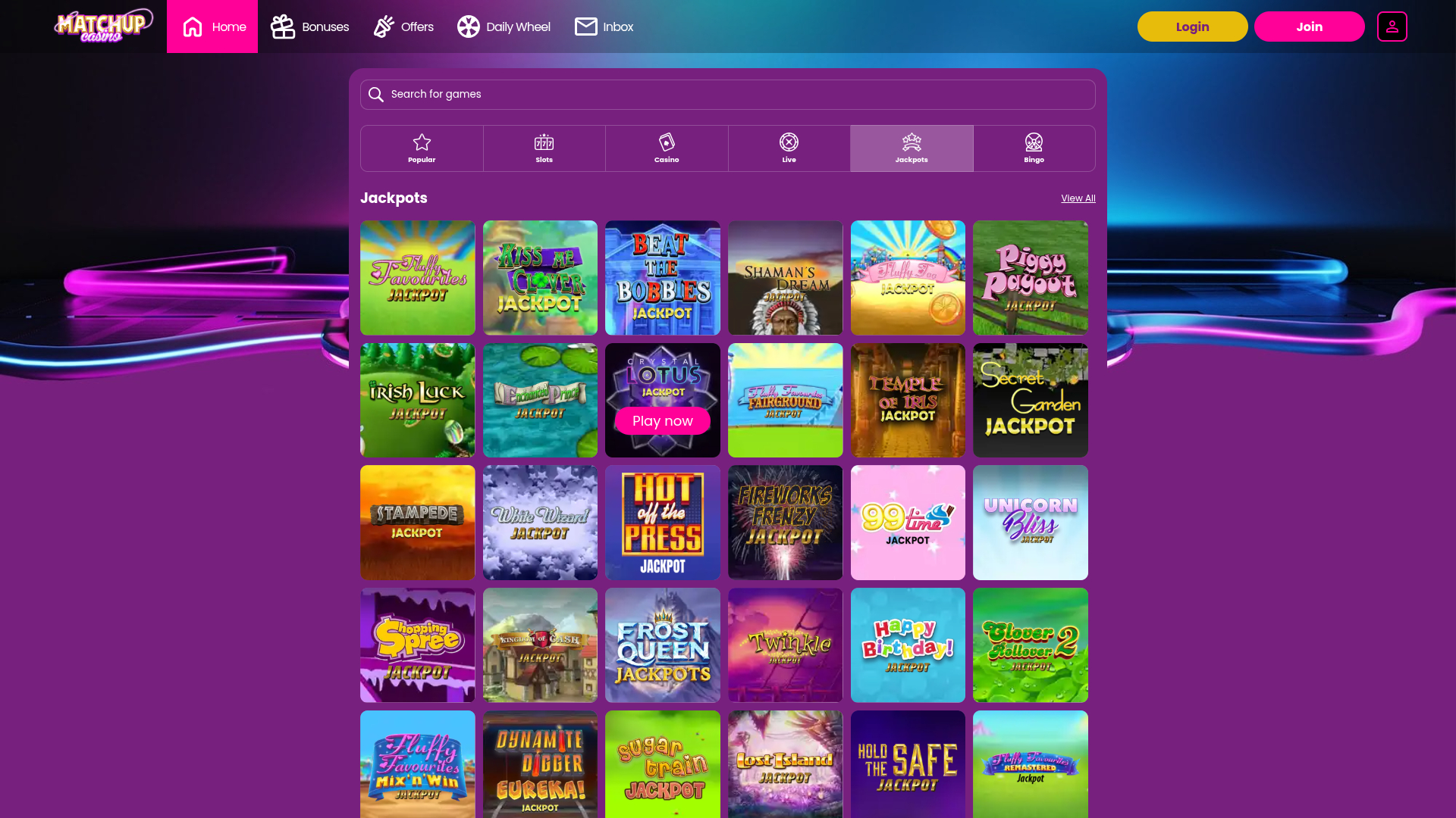 Jackpot de escritorio de Matchup Casino