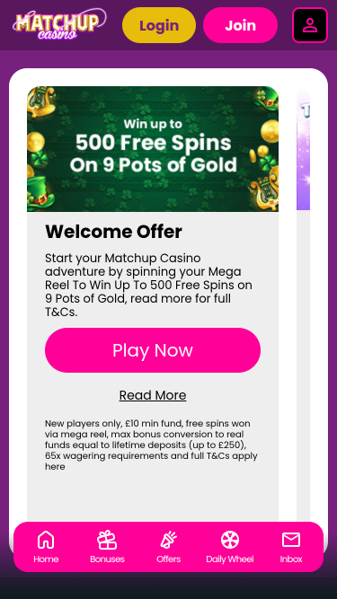 Promociones móviles de Matchup Casino