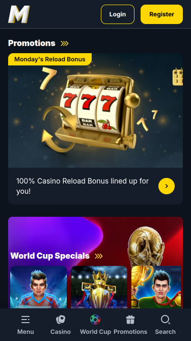 Мобильная версия главной страницы MaxCasino