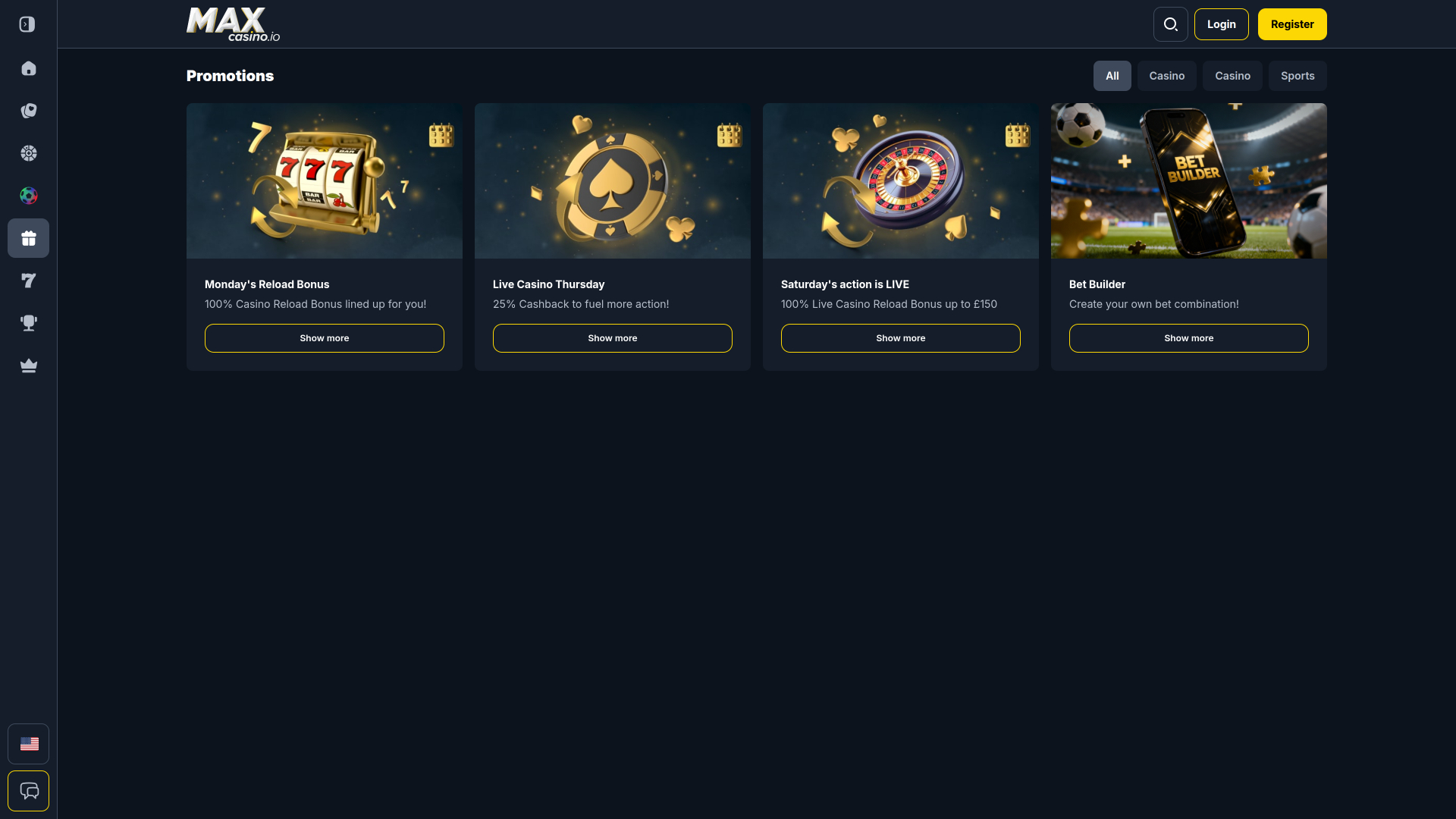 Акции MaxCasino настольная версия