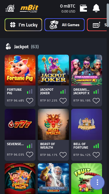 mBit Casino Mobile Jackpot