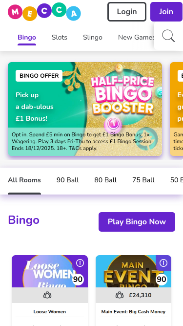 Mecca Bingo Casino mobile Bingo