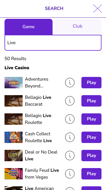 Mecca Bingo Casino Mobile live dealer