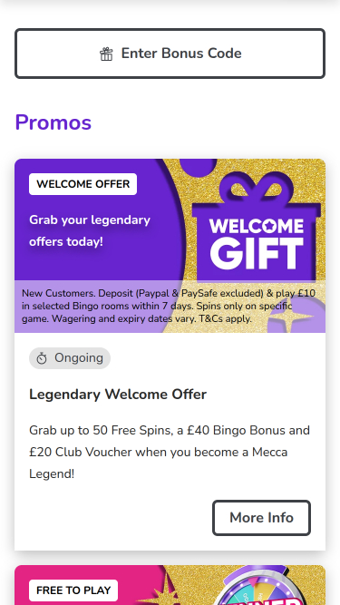 Mecca Bingo Casino Mobile Promotions