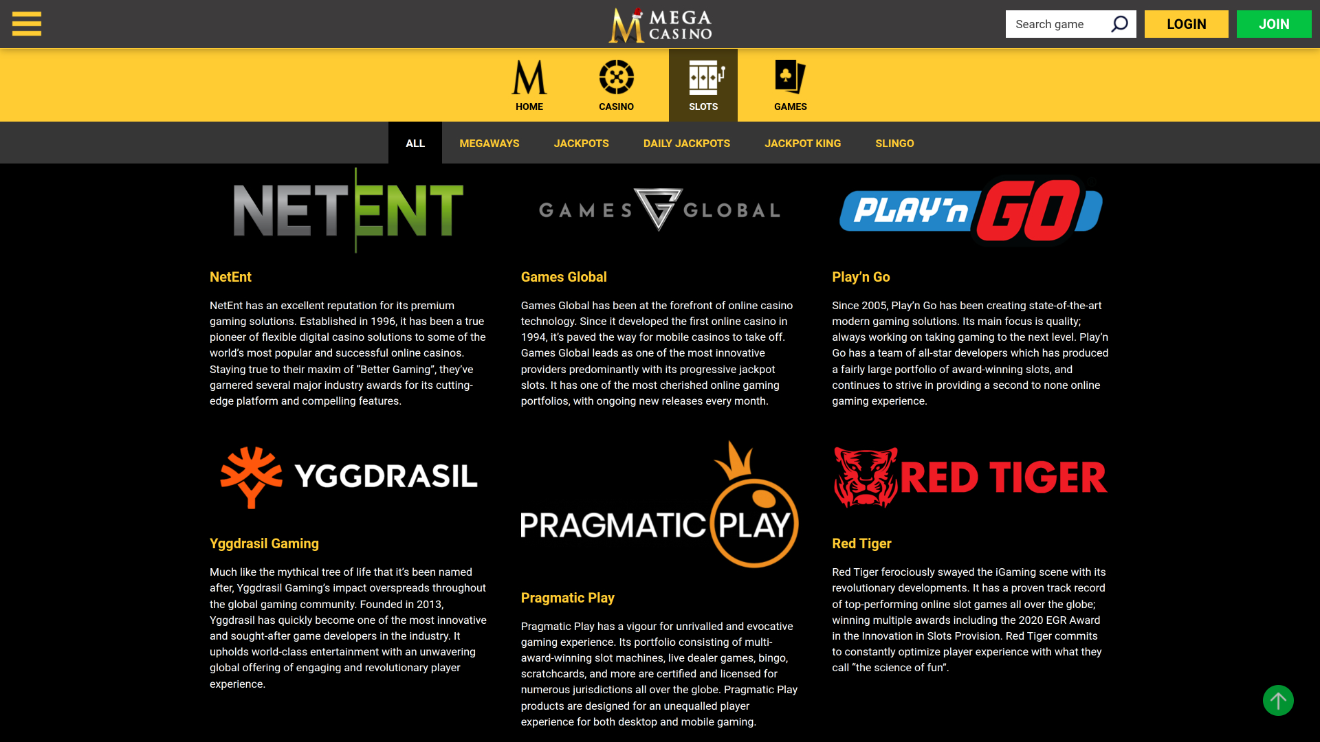 Entwickler von Mega Casino Desktop-Spielen