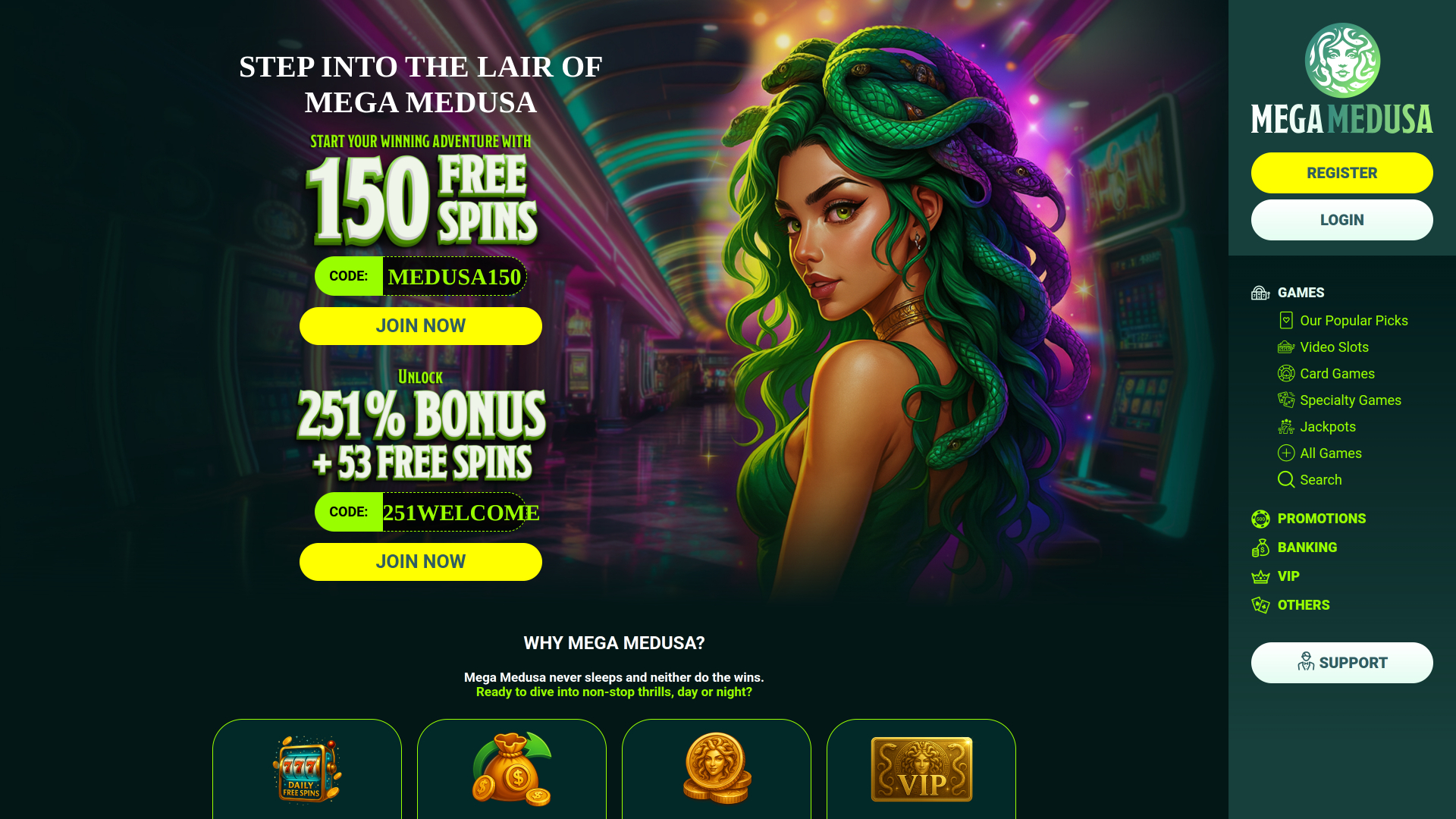 Mega Medusa Casino Desktop Promotions