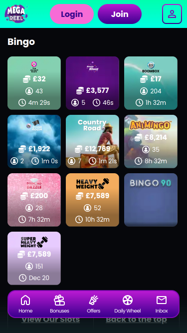 Mega Reel Casino Bingo Mobile
