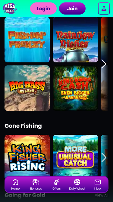 Jeux mobiles de casino Mega Reel