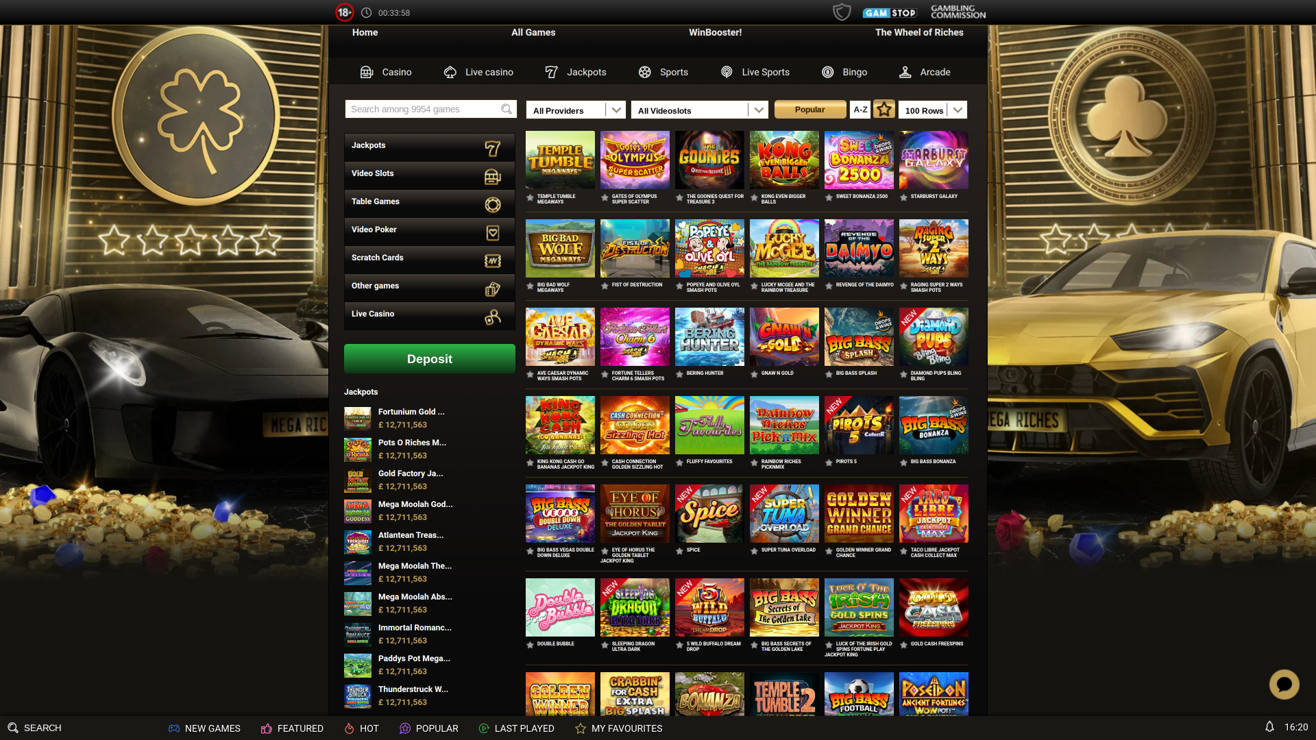 Игры для настольных компьютеров в казино Mega Riches