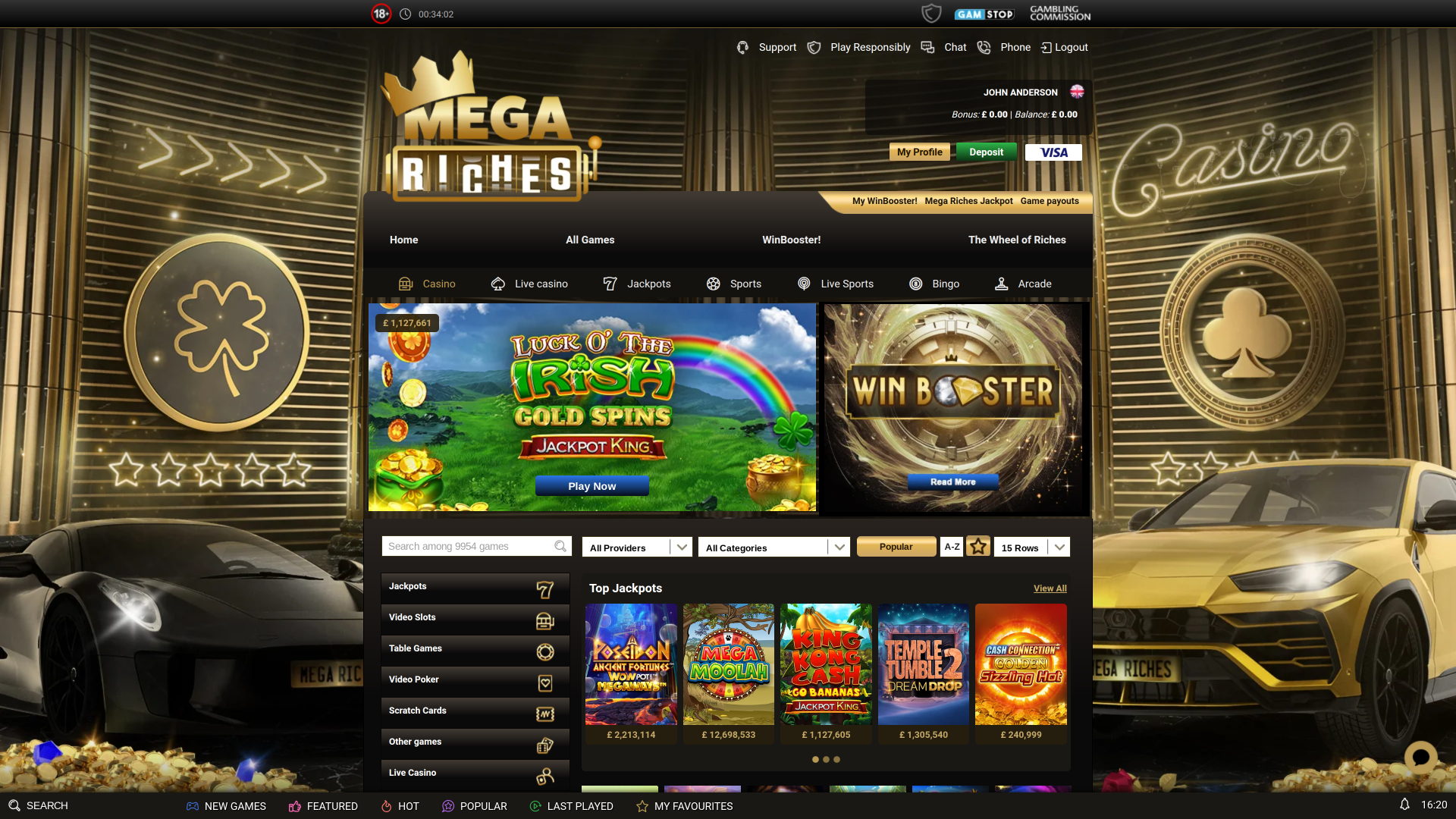 Домашняя страница Mega Riches Casino для настольных компьютеров
