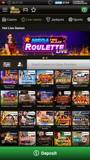 Mega Riches Casino Mobile с живыми дилерами