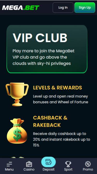 Programme VIP mobile du casino MegaBet