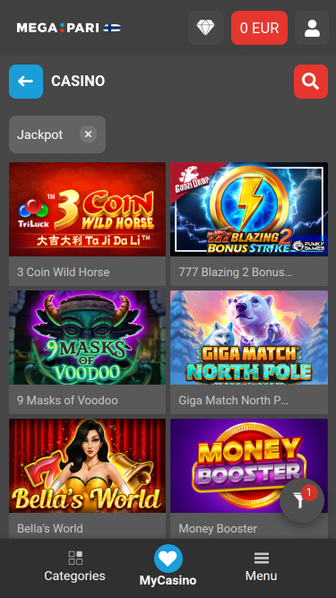 Megapari Casino Mobile Jackpot