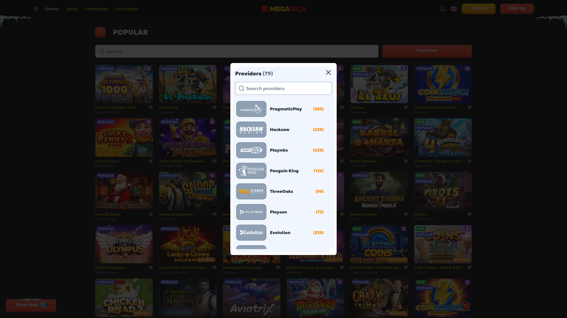 Megarich Casino Desktop-Spieleentwickler