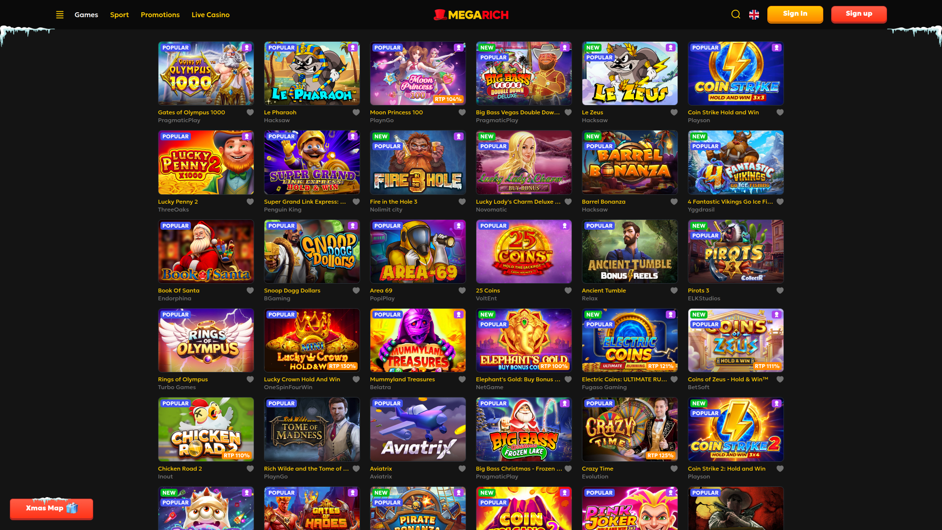 Megarich Casino Desktop-Spiele