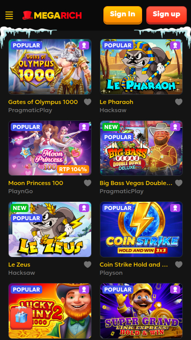 Megarich Casino Mobile Games