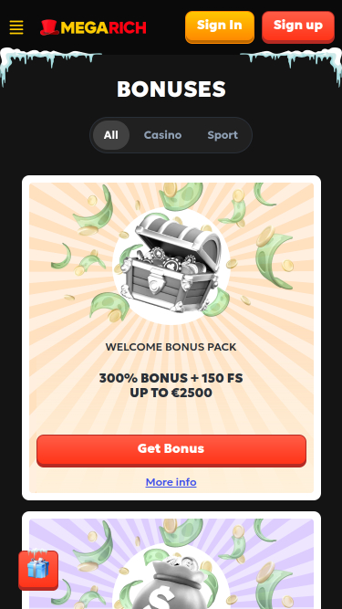 Megarich Casino Mobile-Aktionen