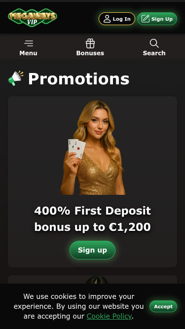 Promozioni per dispositivi mobili del casinò Megawaysvip