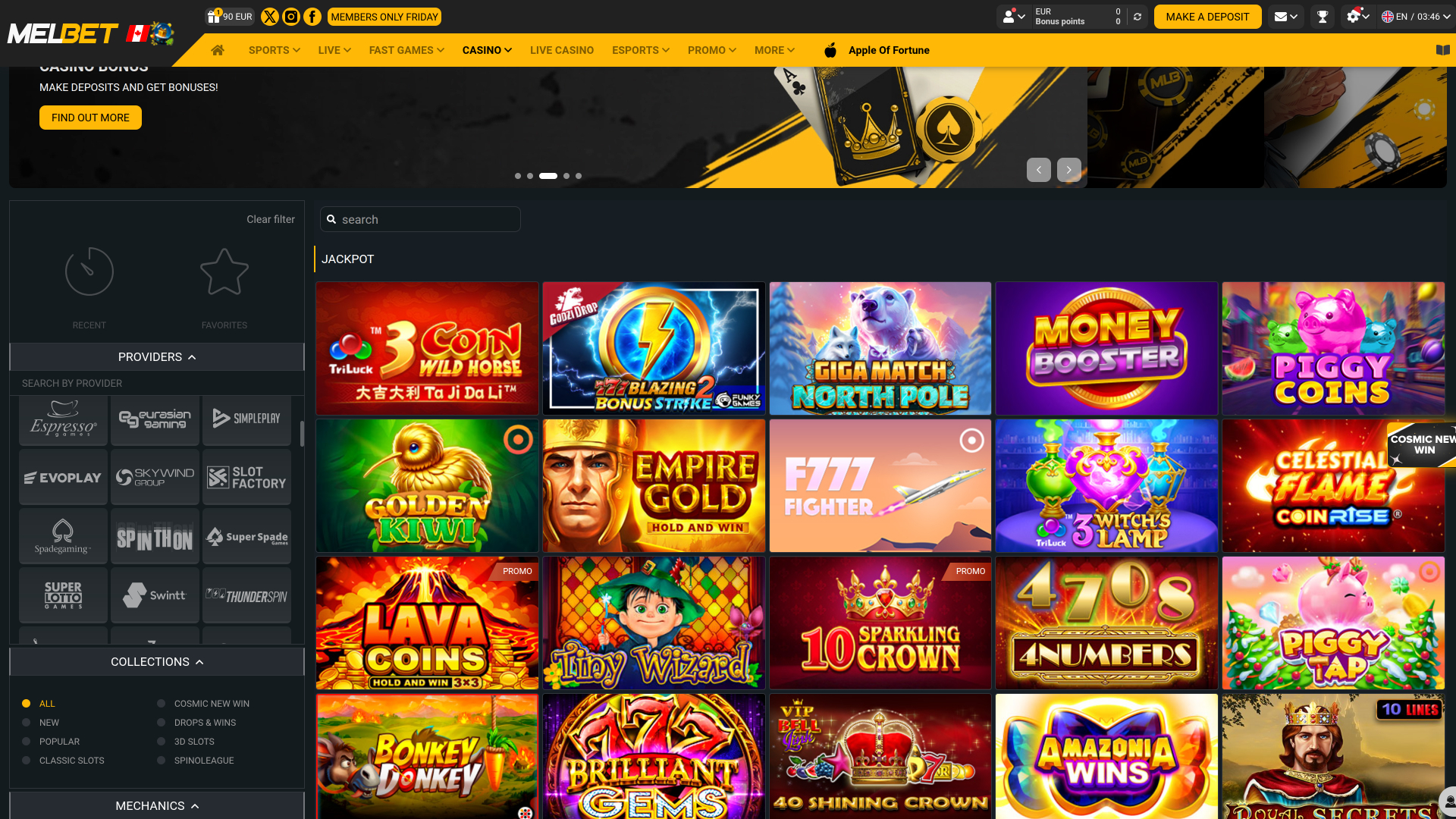 Melbet Casino Desktop Jackpot