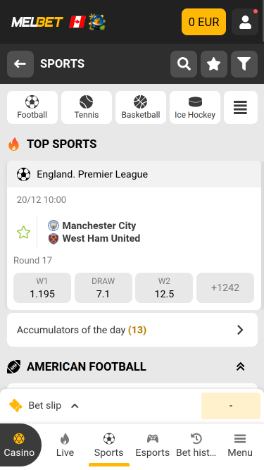 Melbet Casino Mobile Sports