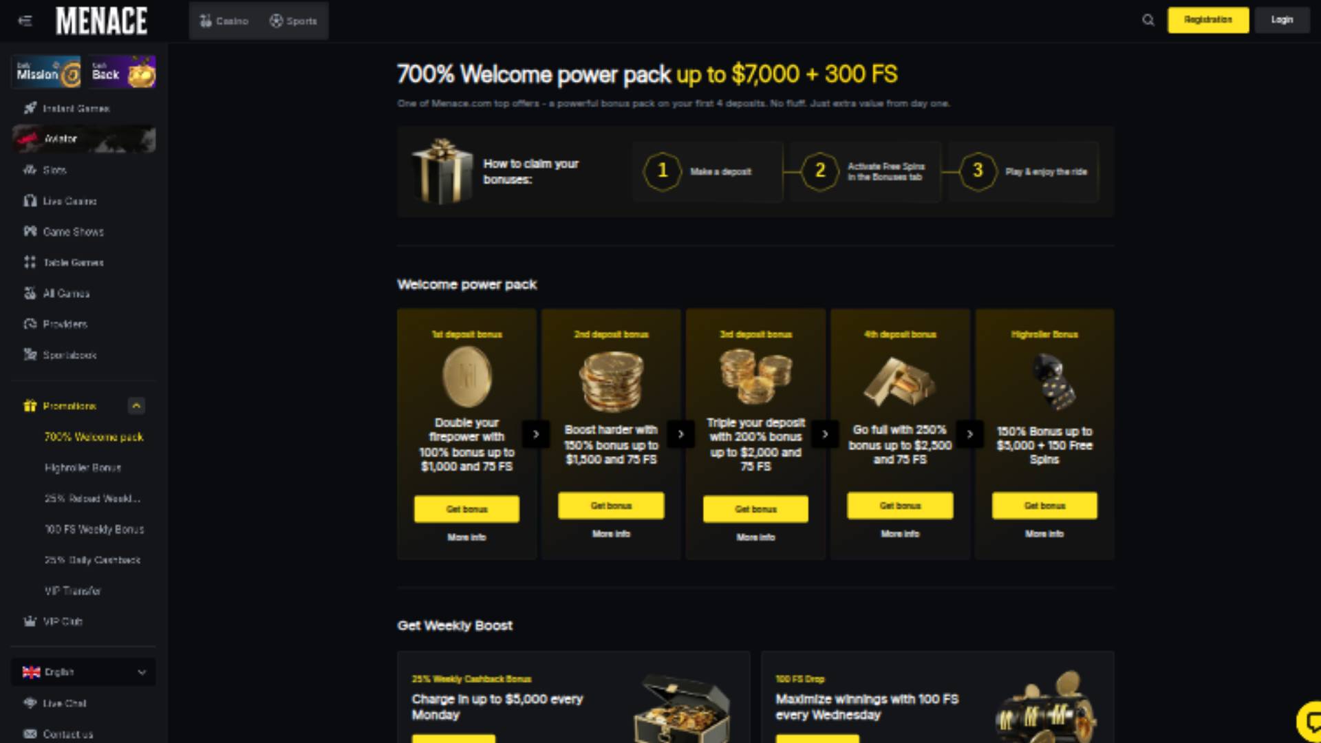 Promozioni Menace Casino Desktop