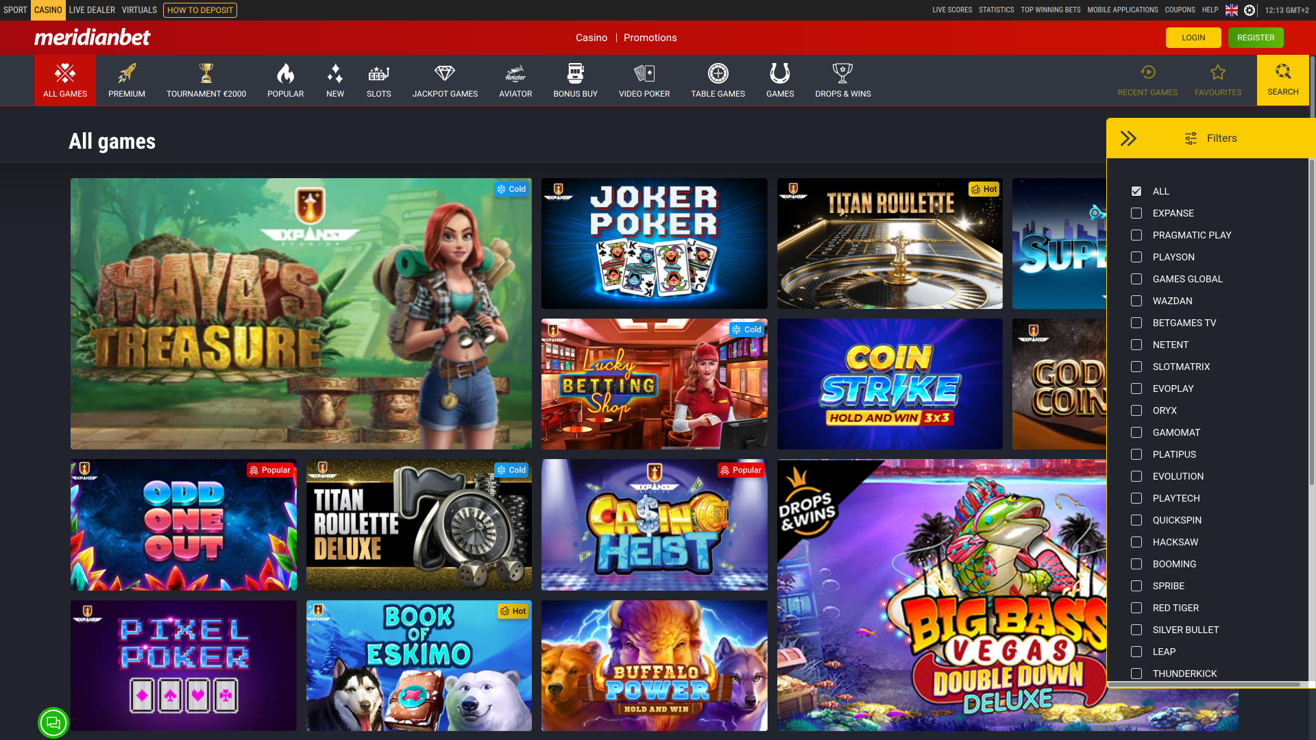 Développeurs de jeux de casino Meridian Bet pour ordinateur