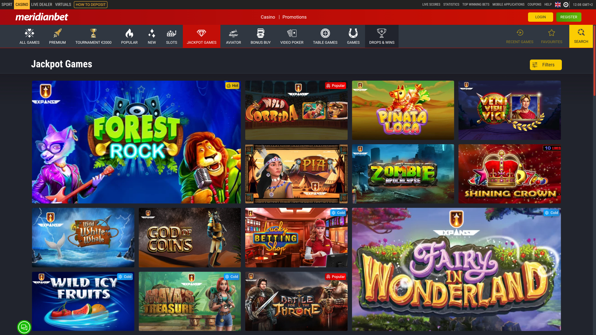 Jackpot de bureau du casino Meridian Bet