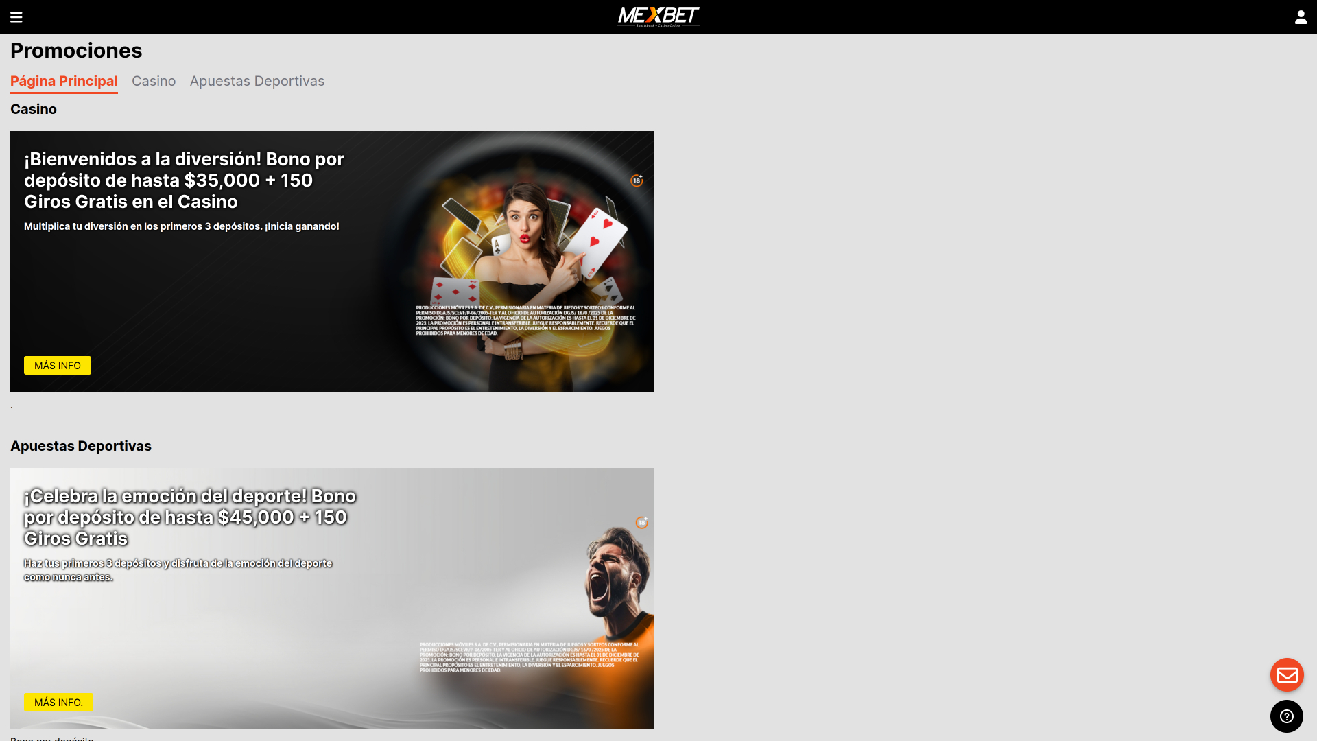 Promozioni desktop del casinò Mexbet