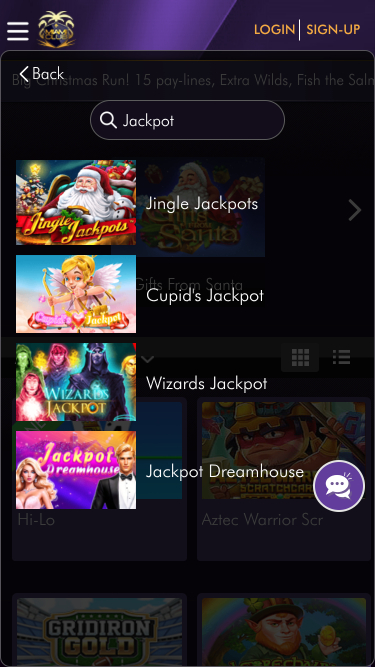 Jackpot mobile du casino Miami Club
