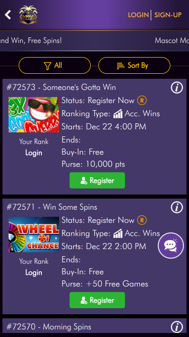 Tournois mobiles du Miami Club Casino