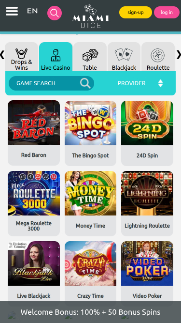 Miami Dice Casino Mobile Live Dealer