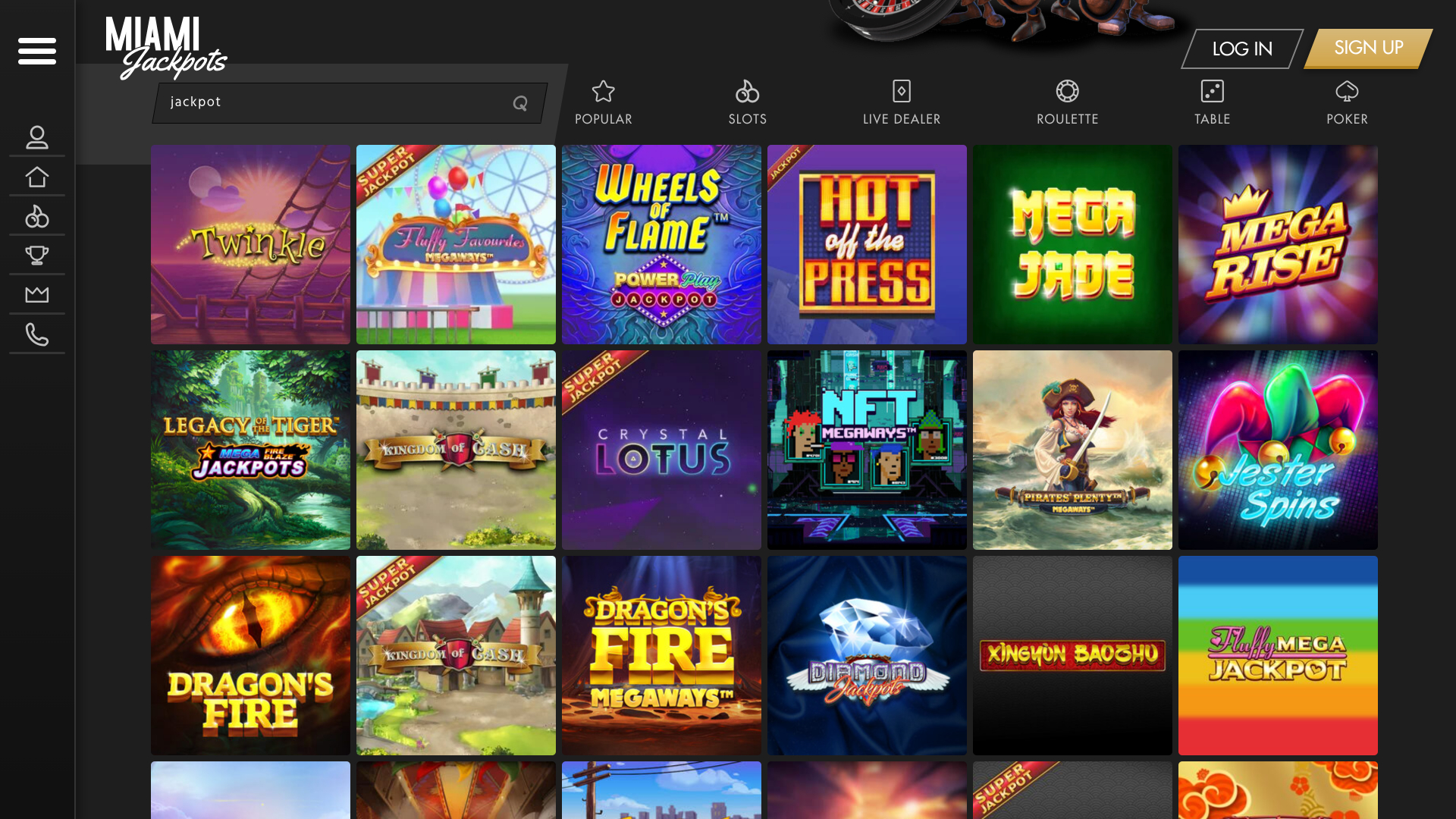 Jackpot desktop del casinò Miami Jackpots