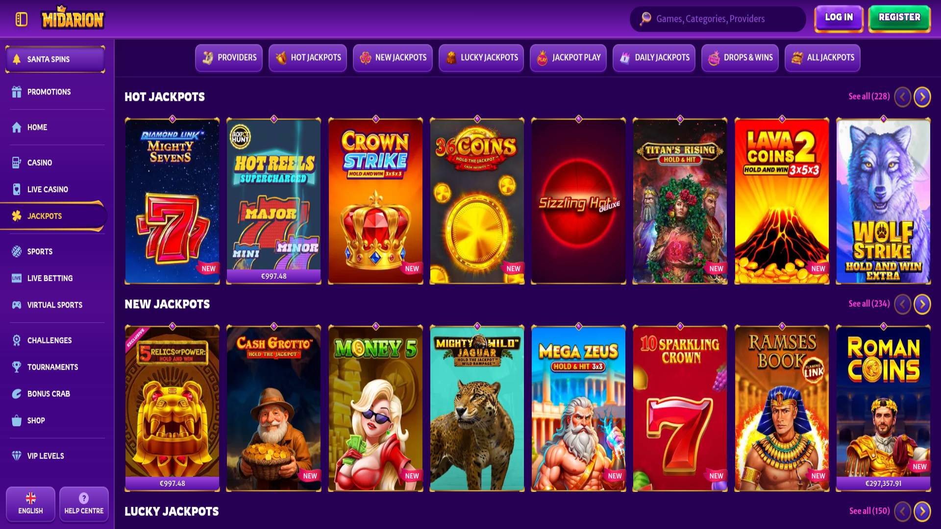 Midarion Casino Jackpot Desktop