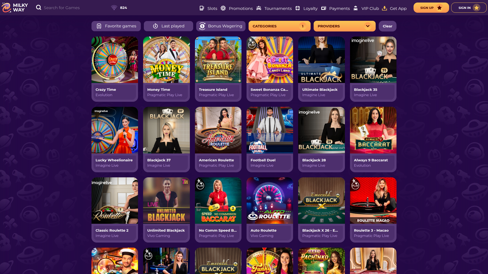 Casino MilkyWay sur ordinateur avec croupier en direct