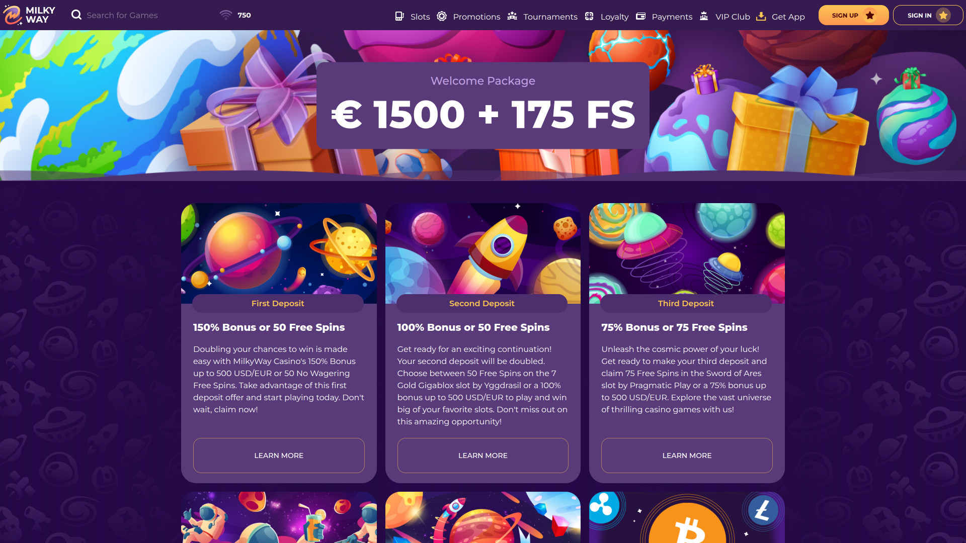 Promotions de bureau du casino MilkyWay