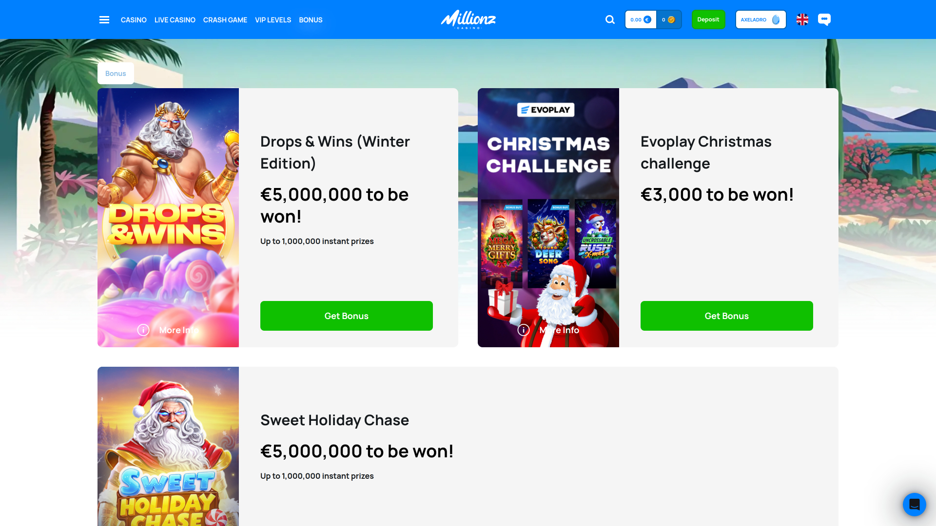 Millionz Casino Desktop-Aktionen