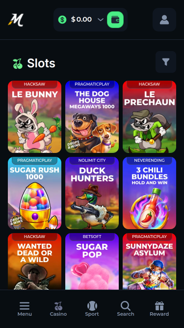 Juegos de casino Minebit para móviles